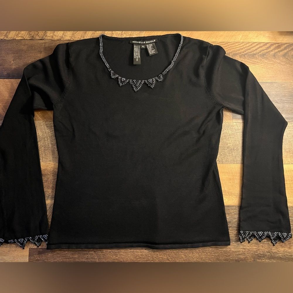 Black Sequin Long sleeve top